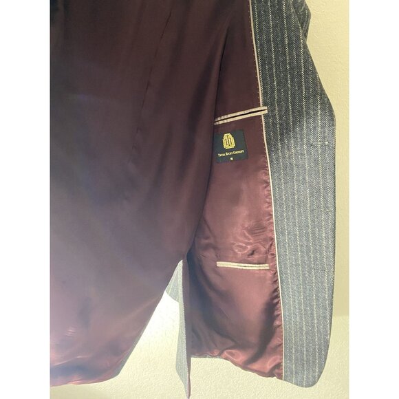 S. Cohen Prestige Cashmere Wool Blend Varsity Blazer Jacket 44 Tall Gray Pinstri - Picture 7 of 16